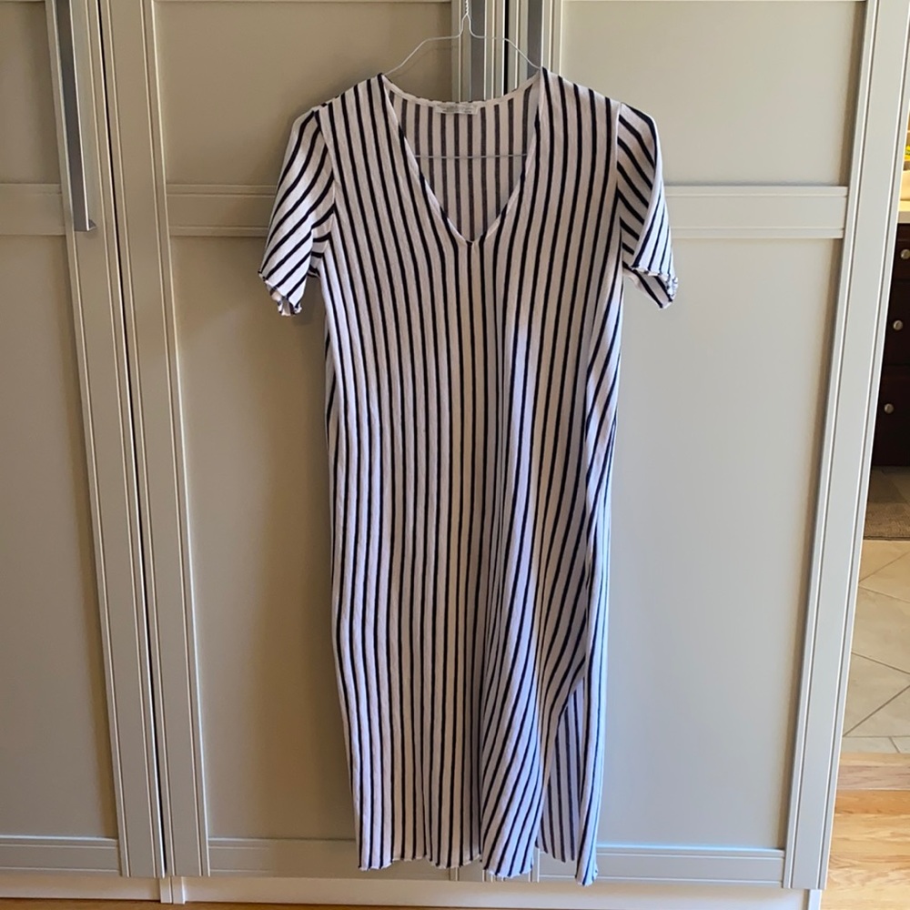 Zara black and white striped dress
